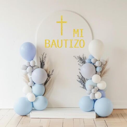MI BAUTIZO Sign Decals for Balloon Arch, Baptism First Communion Party Decorations Wall Sticker for Christian Boy Girl Baby Shower Party Supplies in Saudi Arabia