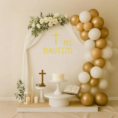 MI BAUTIZO Sign Decals for Balloon Arch, Baptism First Communion Party Decorations Wall Sticker for Christian Boy Girl Baby Shower Party Supplies in Saudi Arabia