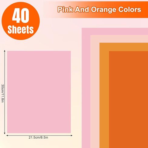 AnyDesign 40 Sheets 8.5 x 11 Inch Pink and Orange Card Stock Thick Paper Cards Colored Scrapbook Paper for Halloween Prints DIY Arts Crafts School Office Home Supplies, 65LB in Saudi Arabia