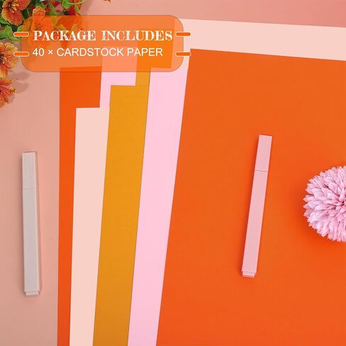 AnyDesign 40 Sheets 8.5 x 11 Inch Pink and Orange Card Stock Thick Paper Cards Colored Scrapbook Paper for Halloween Prints DIY Arts Crafts School Office Home Supplies, 65LB in Saudi Arabia