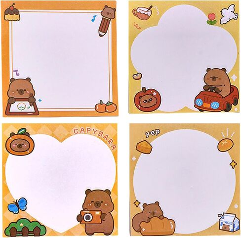 4 حزمة ملاحظات لزجة لطيف Capybara لزجة مذكرات 3x3inch Kawaii قرد الملاحظة اللزجة اللوحة الافتتاحية الافتتاحية الافتتاحية 50 ورقة/وسادة (4 حزمة capybara) in Saudi Arabia