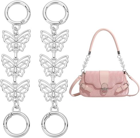 UniCraftale 2pcs 5.59 "Butterfly Prestender Chain Women Women Bag Extender Chain مع حزام حزام Platinum Platinum Platinum Strap Skains Metal Strap لمحافظ حقائب اليد صنع in Kuwait