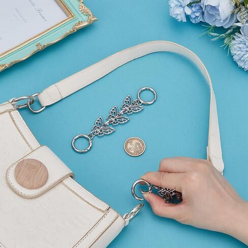 UniCraftale 2pcs 5.59 "Butterfly Prestender Chain Women Women Bag Extender Chain مع حزام حزام Platinum Platinum Platinum Strap Skains Metal Strap لمحافظ حقائب اليد صنع in Kuwait