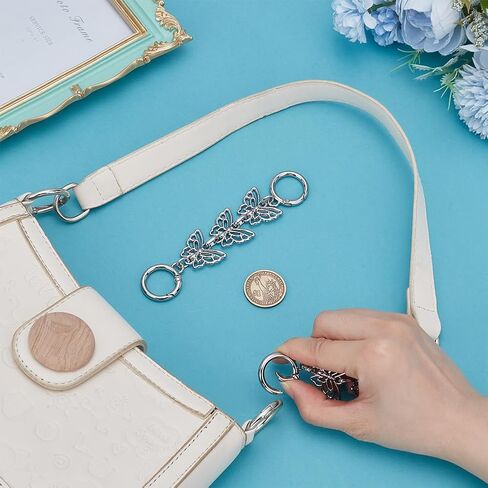 UNICRAFTALE 2Pcs 5.59" Butterfly Purse Extender Chain Women Bag Extender Chain with Spring Gate Ring Platinum Purse Strap Extenders Metal Replacement Chains Strap for Handbags Purses Making in Saudi Arabia