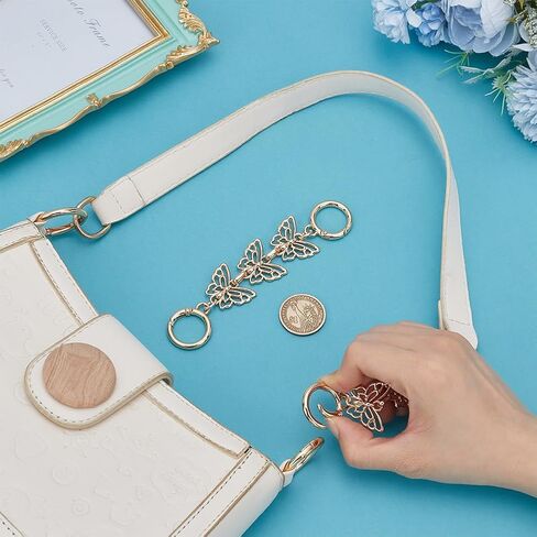 UniCraftale 2pcs 5.59 "Butterfly Prestender Chain Women Women Bag Extender Chain مع حزام حزام Platinum Platinum Platinum Strap Skains Metal Strap لمحافظ حقائب اليد صنع in Kuwait