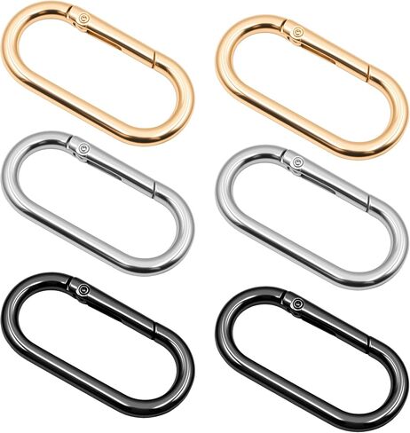 6 PCS Clips Ring Ring Clips ، Metal Keychai Pres Clip ، Gold O Ring Carabiner Key Rings للمفاتيح ، حقيبة ، حقيبة يد ، حرفية (1.97 × 0.94 بوصة ، أسود شريحة ذهبية) in Kuwait