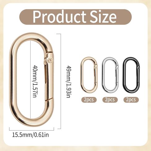6 PCS Clips Ring Ring Clips ، Metal Keychai Pres Clip ، Gold O Ring Carabiner Key Rings للمفاتيح ، حقيبة ، حقيبة يد ، حرفية (1.97 × 0.94 بوصة ، أسود شريحة ذهبية) in Kuwait