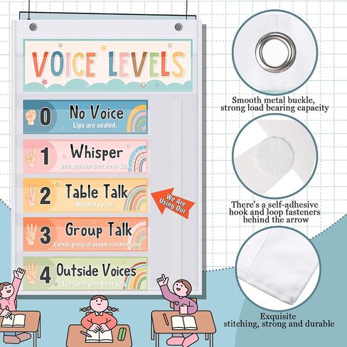 Black Voice Level Chart for Classroom Voice Pocket Chart Classroom Decorations Noise Level Educational Sign School Decorations for Back to School Elementary Preschool Teachers Supplies in Saudi Arabia