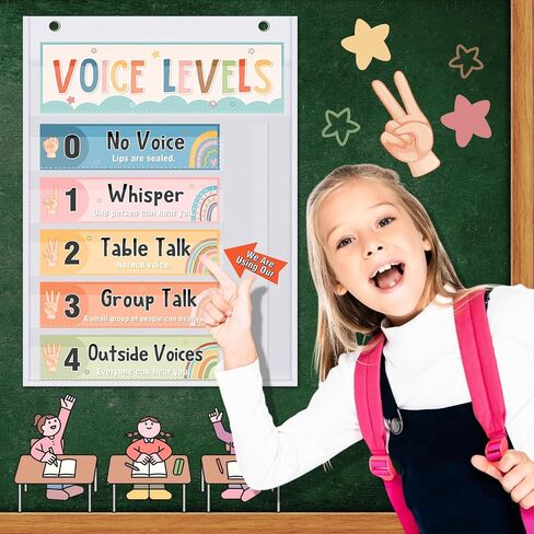 Black Voice Level Chart for Classroom Voice Pocket Chart Classroom Decorations Noise Level Educational Sign School Decorations for Back to School Elementary Preschool Teachers Supplies in Saudi Arabia