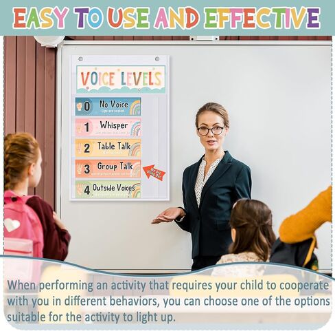 Black Voice Level Chart for Classroom Voice Pocket Chart Classroom Decorations Noise Level Educational Sign School Decorations for Back to School Elementary Preschool Teachers Supplies in Saudi Arabia