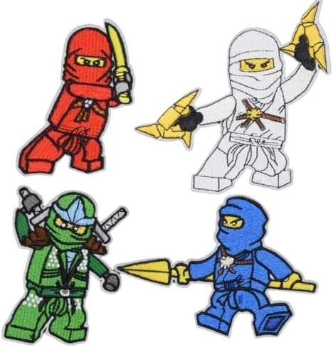 مجموعة pinstant من 4 بقع Ninjago Ninjas 3.6 "الحديد على بقع حرارية مطرزة للملابس للملابس in Saudi Arabia