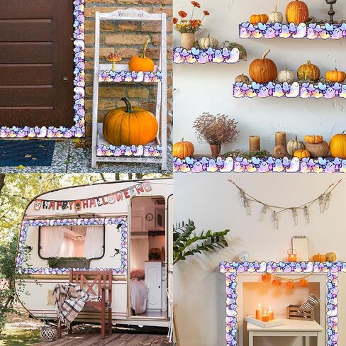 Fancy Land Halloween Ghost Bulletin Board Border 65.6 Feet Spooky Holographic Ghost Die Cut Border Trim Roll for Laser Classroom Decoration Chalkboard Office Door Windows Party Supplies in Saudi Arabia