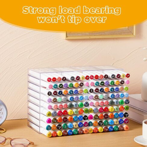 2 Pcs Acrylic Marker Organizer Desktop Storage Hold 144 Marker, Clear Pencil Holder Stand Art Brushes Stationary Display with 18 Compartments for School Classroom Desk Home Office Supplies in Saudi Arabia