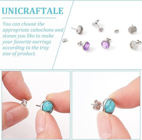 UniCraftale مستديرة الإطار القطع شقة جولة 304 الفولاذ المقاوم للصدأ مسمار القرط المعاد in Saudi Arabia