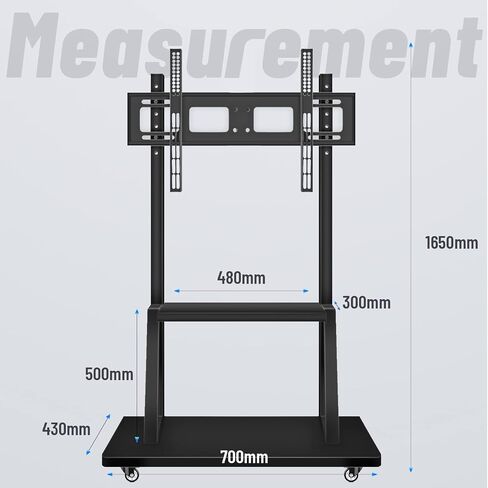 Mobile TV Cart,JYXOIHUB, Rooling TV Stand with Wheels for 60 to 100 Inch LCD LED OLED Plasma Flat Panel Screens up to 330lbs AVA1500-60-1P (Black) in Kuwait