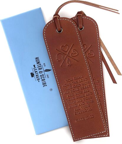 Hunter & Scribe Leather Maintlicks Markms للرجال والنساء-مجموعة من 3 مرجعية للكتاب المقدس المصنوع يدويًا مع الكتاب المقدس مع الكتاب المقدس-كرمة (JHN 15: 5) ، زهرة (عيسى 40: 8) ، الحب (1 كو 13: 4-8) in Kuwait