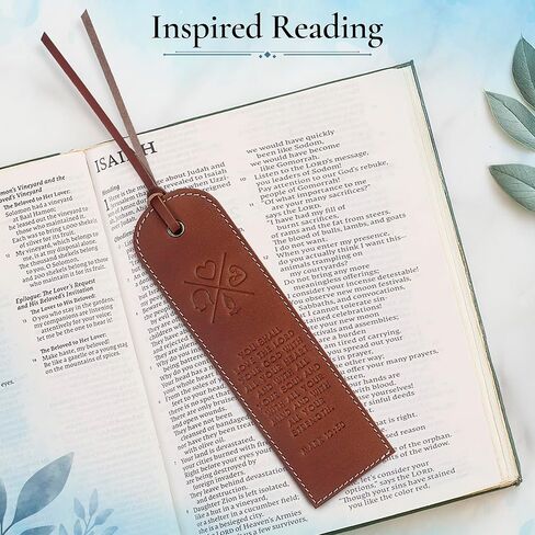 Hunter & Scribe Leather Maintlicks Markms للرجال والنساء-مجموعة من 3 مرجعية للكتاب المقدس المصنوع يدويًا مع الكتاب المقدس مع الكتاب المقدس-كرمة (JHN 15: 5) ، زهرة (عيسى 40: 8) ، الحب (1 كو 13: 4-8) in Kuwait