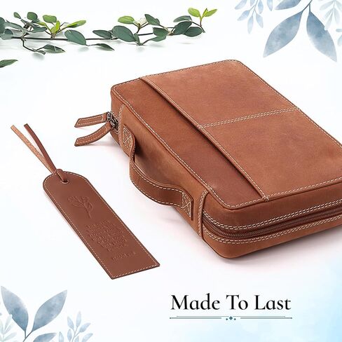 Hunter & Scribe Leather Christian Bookmarks for Men and Women – Set of 3 Handmade Top-Grain Leather Bible Bookmarks with Embossed Scripture - Vine (Jhn 15:5), Flower (Isa 40:8), Love (1 Cor 13:4-8) in Kuwait