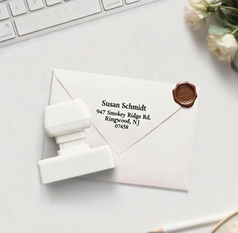 ختم العنوان المخصص مع شعار-ختم عنوان الإرجاع الذاتي ، مخصص بالنص والتصميم السلس in Kuwait