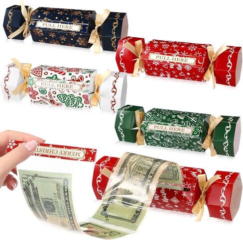 VioraWhite 12 Sets Christmas Money Pull Box for Cash Gifts Surprise Gift Boxes with Transparent Bags Christmas Money Holders Pull out Pouch Xmas Party Favor for Holiday Decor Supplies (Neutral) in Saudi Arabia