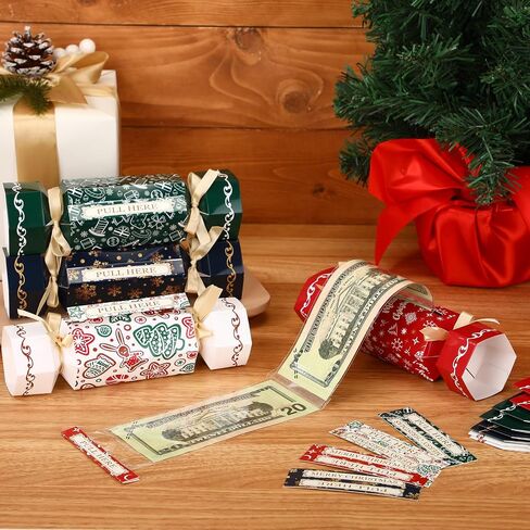 VioraWhite 12 Sets Christmas Money Pull Box for Cash Gifts Surprise Gift Boxes with Transparent Bags Christmas Money Holders Pull out Pouch Xmas Party Favor for Holiday Decor Supplies (Neutral) in Saudi Arabia