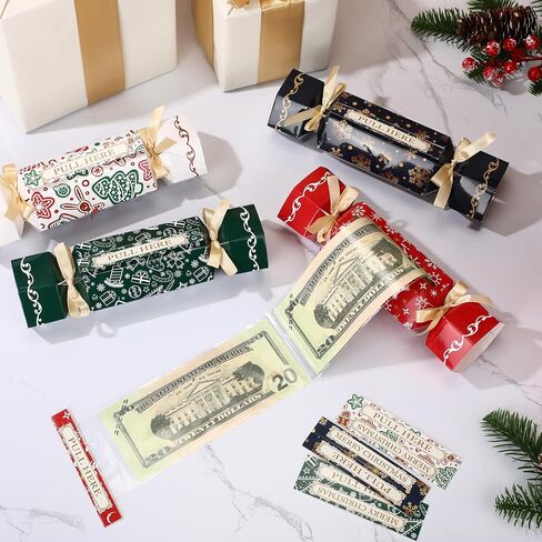 VioraWhite 12 Sets Christmas Money Pull Box for Cash Gifts Surprise Gift Boxes with Transparent Bags Christmas Money Holders Pull out Pouch Xmas Party Favor for Holiday Decor Supplies (Neutral) in Saudi Arabia