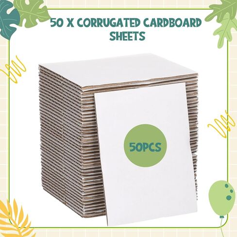50 Pack Corrugated Cardboard Sheets Flat Cardboard Sheets Cardboard Inserts Flat Cardboard Squares Separators for Art Projects DIY Crafts Supplies (Brown, 3.5 x 4.5 Inch) in Kuwait