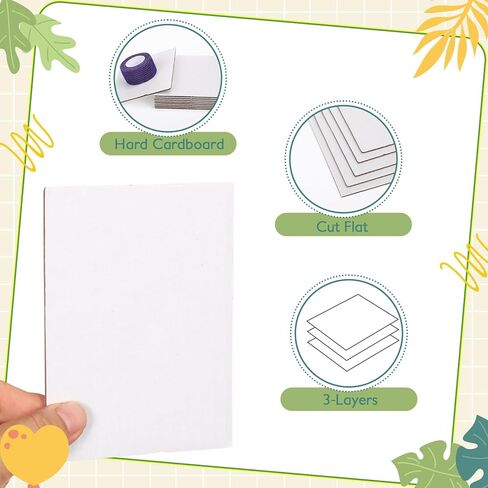 50 Pack Corrugated Cardboard Sheets Flat Cardboard Sheets Cardboard Inserts Flat Cardboard Squares Separators for Art Projects DIY Crafts Supplies (Brown, 3.5 x 4.5 Inch) in Kuwait