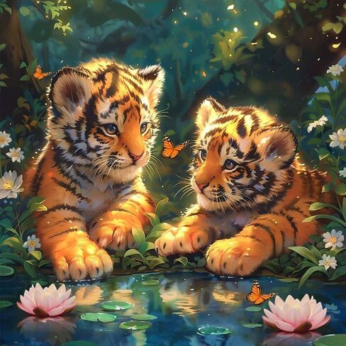 مجموعات الطلاء الماس Acudotr Tiger للبالغين ، وأطقم فن الماس 5D DIY للمبتدئين ، وأطقم الطلاء الماس الكاملة لتديين الجدار المنزلي ، 12x12 بوصة in Saudi Arabia