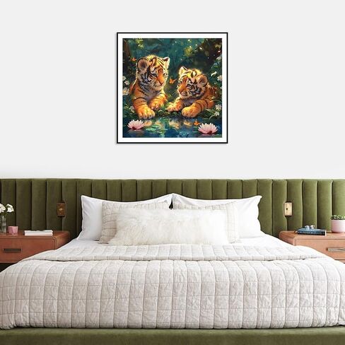 مجموعات الطلاء الماس Acudotr Tiger للبالغين ، وأطقم فن الماس 5D DIY للمبتدئين ، وأطقم الطلاء الماس الكاملة لتديين الجدار المنزلي ، 12x12 بوصة in Saudi Arabia