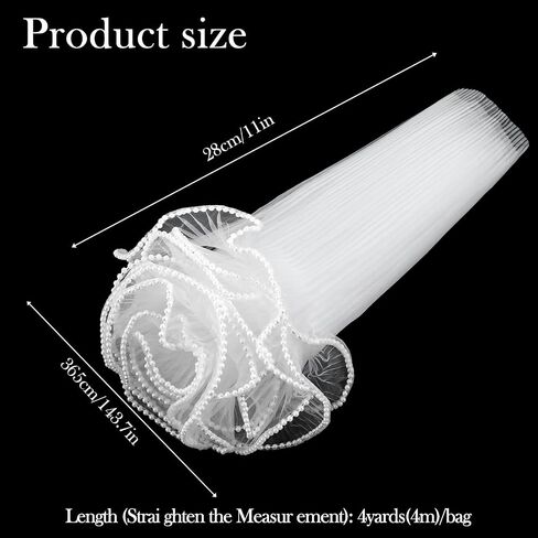 2 Pcs 4 Yards Mesh Wrinkled Bouquet Wrapping Paper, Pearl Edge Flower Packaging Paper, Floral Wrapping with Black and White Wavy Net Yarn for Florist, Wedding Gift Packaging in Saudi Arabia