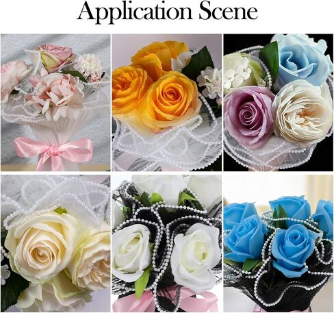 2 Pcs 4 Yards Mesh Wrinkled Bouquet Wrapping Paper, Pearl Edge Flower Packaging Paper, Floral Wrapping with Black and White Wavy Net Yarn for Florist, Wedding Gift Packaging in Saudi Arabia