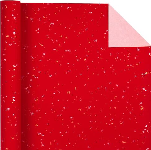 WRAPAHOLIC Red Wrapping Paper Roll - Mini Roll - 17 Inch x 16.5 Feet - Gold Red Christmas Wrapping Paper with Silky Touch Perfect for Christmas, Birthday, Wedding, Baby Shower, Holiday in Saudi Arabia