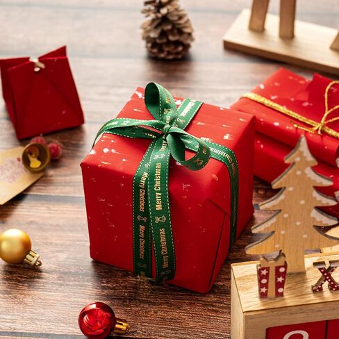WRAPAHOLIC Red Wrapping Paper Roll - Mini Roll - 17 Inch x 16.5 Feet - Gold Red Christmas Wrapping Paper with Silky Touch Perfect for Christmas, Birthday, Wedding, Baby Shower, Holiday in Saudi Arabia