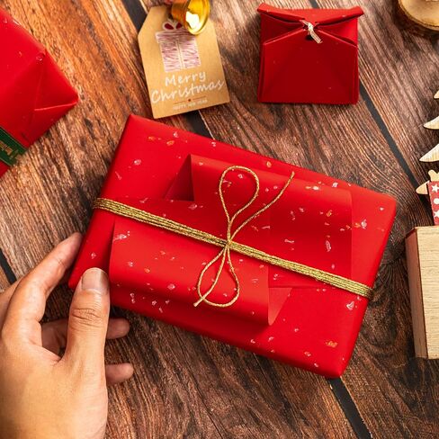 WRAPAHOLIC Red Wrapping Paper Roll - Mini Roll - 17 Inch x 16.5 Feet - Gold Red Christmas Wrapping Paper with Silky Touch Perfect for Christmas, Birthday, Wedding, Baby Shower, Holiday in Saudi Arabia