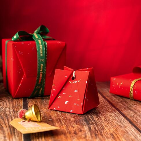 WRAPAHOLIC Red Wrapping Paper Roll - Mini Roll - 17 Inch x 16.5 Feet - Gold Red Christmas Wrapping Paper with Silky Touch Perfect for Christmas, Birthday, Wedding, Baby Shower, Holiday in Saudi Arabia