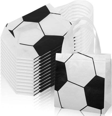 Boxob 12PCS حفل كرة القدم يفضل الحقائب ، موضوع كرة القدم Goodie Bags Totes غير المنسوجة مع مقابض لـ Candy Snack Treat Birthday Events Events Team Gifts in Saudi Arabia