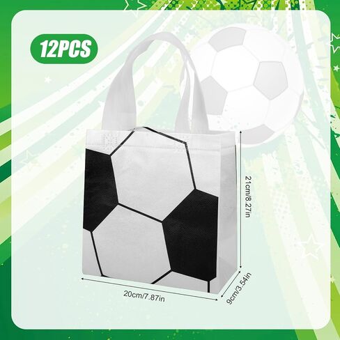 Boxob 12PCS حفل كرة القدم يفضل الحقائب ، موضوع كرة القدم Goodie Bags Totes غير المنسوجة مع مقابض لـ Candy Snack Treat Birthday Events Events Team Gifts in Saudi Arabia
