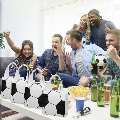 Boxob 12PCS حفل كرة القدم يفضل الحقائب ، موضوع كرة القدم Goodie Bags Totes غير المنسوجة مع مقابض لـ Candy Snack Treat Birthday Events Events Team Gifts in Saudi Arabia