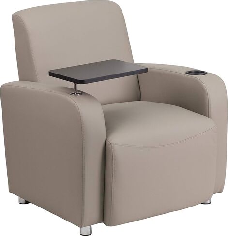 Flash Furniture George LeatherSoft Guest Chair with Tablet Arm and Cup Holder, Upholstered Tablet Arm Chair for Offices and Waiting Rooms, Gray in Saudi Arabia