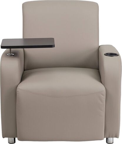 Flash Furniture George LeatherSoft Guest Chair with Tablet Arm and Cup Holder, Upholstered Tablet Arm Chair for Offices and Waiting Rooms, Gray in Saudi Arabia