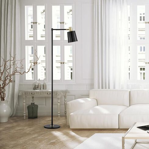 Globe Electric 60 "مصباح أرضي ، أسود غير لامع ، تشغيل/خارج مفتاح الدوار على المقبس ، الحبل الأسود بطول 6 أقدام ، ضوء القراءة ، غرفة نوم ، غرفة معيشة ، ديكور المنزل in Saudi Arabia