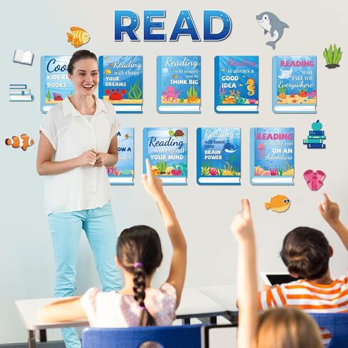 Qyeahkj Bee Reading Bulletin Board Poster for Classroom Motivational Bulletin Board Bumble Bee Sunflower Cutouts Elementary Educational Prints Poster for Teachers Kindergarten Preschool Library in Saudi Arabia
