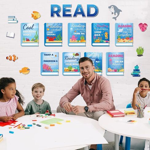 Qyeahkj Bee Reading Bulletin Board Poster for Classroom Motivational Bulletin Board Bumble Bee Sunflower Cutouts Elementary Educational Prints Poster for Teachers Kindergarten Preschool Library in Saudi Arabia