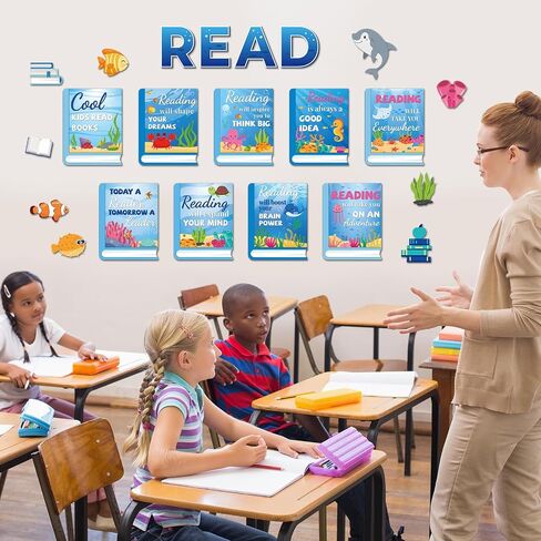 Qyeahkj Bee Reading Bulletin Board Poster for Classroom Motivational Bulletin Board Bumble Bee Sunflower Cutouts Elementary Educational Prints Poster for Teachers Kindergarten Preschool Library in Saudi Arabia