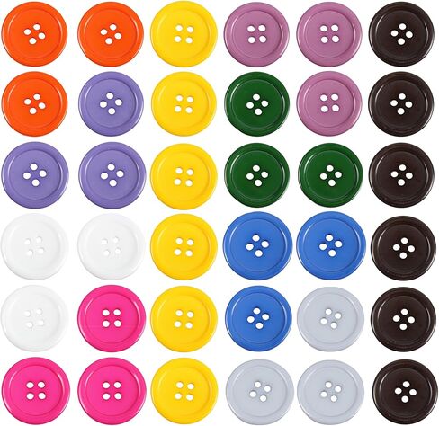 Pson 100pcs 1 بوصة أزرار راتنجات ملونة ، زر جولة 4 ثقوب لاستبدال الحرف والخياطة والقميص والملابس والديكور الحرفي (10 ألوان مختلطة) in Kuwait