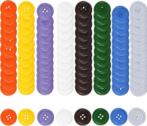 Pson 100pcs 1 بوصة أزرار راتنجات ملونة ، زر جولة 4 ثقوب لاستبدال الحرف والخياطة والقميص والملابس والديكور الحرفي (10 ألوان مختلطة) in Kuwait