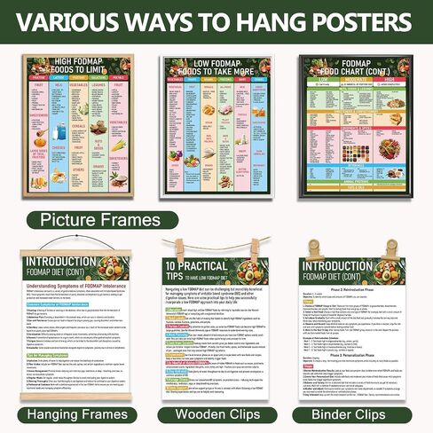 16pcs ملصق مخطط للأطعمة المنخفضة fodmap للمبتدئين FODMAP FORMAP FORKING FOOD FOOD GUID in Saudi Arabia