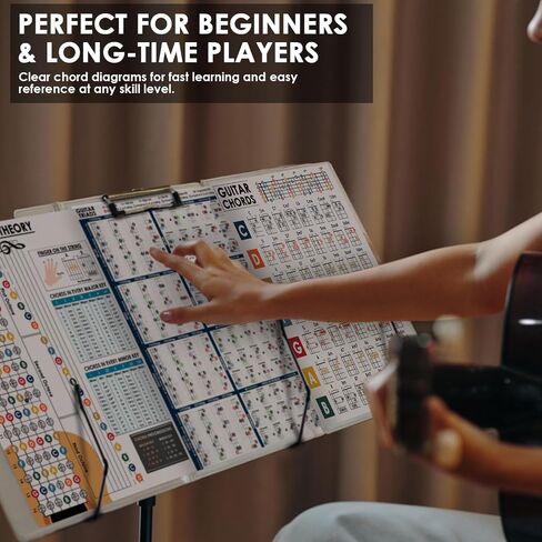 Nonlae 9 Pcs Guitar Chord Chart & Poster Set - Guitar Lessons for Beginners with Chord Progressions for Guitar, Guitar Scales & Theory, Educational Guitar Chord Poster for Practice, Study & Reference, Posters music (Unframed) in Saudi Arabia