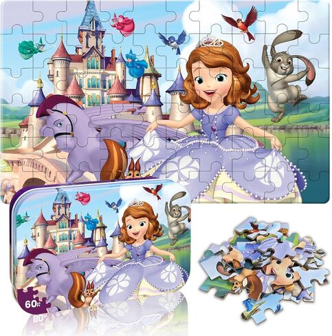 Puzzles for Kids Ages 4-6, 60 Piece Jigsaw Puzzles in Metal Box, Educational Learning Toys for Boys and Girls, Premium Puzzle Games, Kids Puzzle Gift in Kuwait